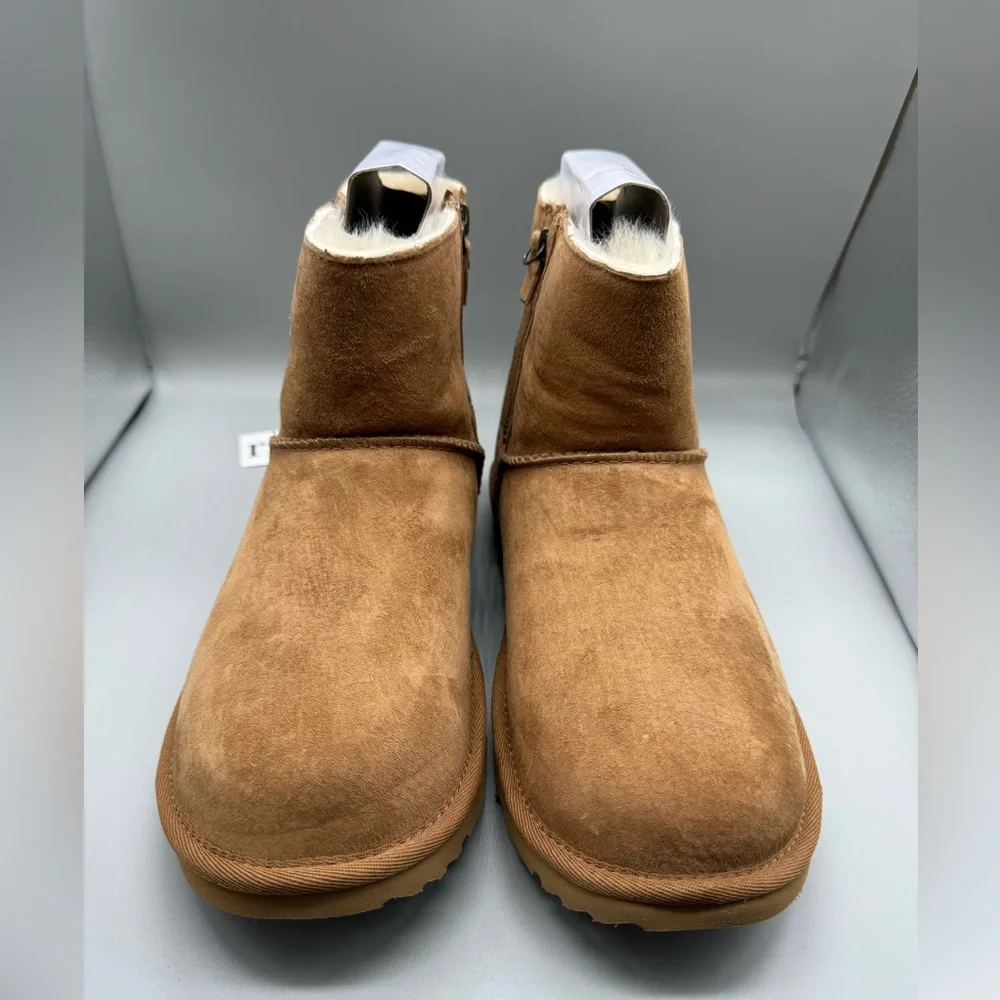 UGG Classic II Kids CHESTNUT Mini Double Zip Suede Winter Boots /Size 6 /NIB - Picture 4 of 9